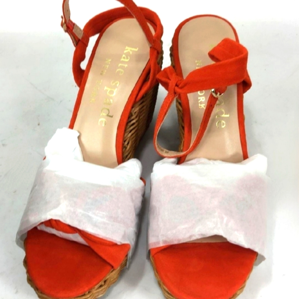 NIB Kate Spade Size 9 Dried Apricot Patio Platform Wedge Sandal - Picture 4 of 15